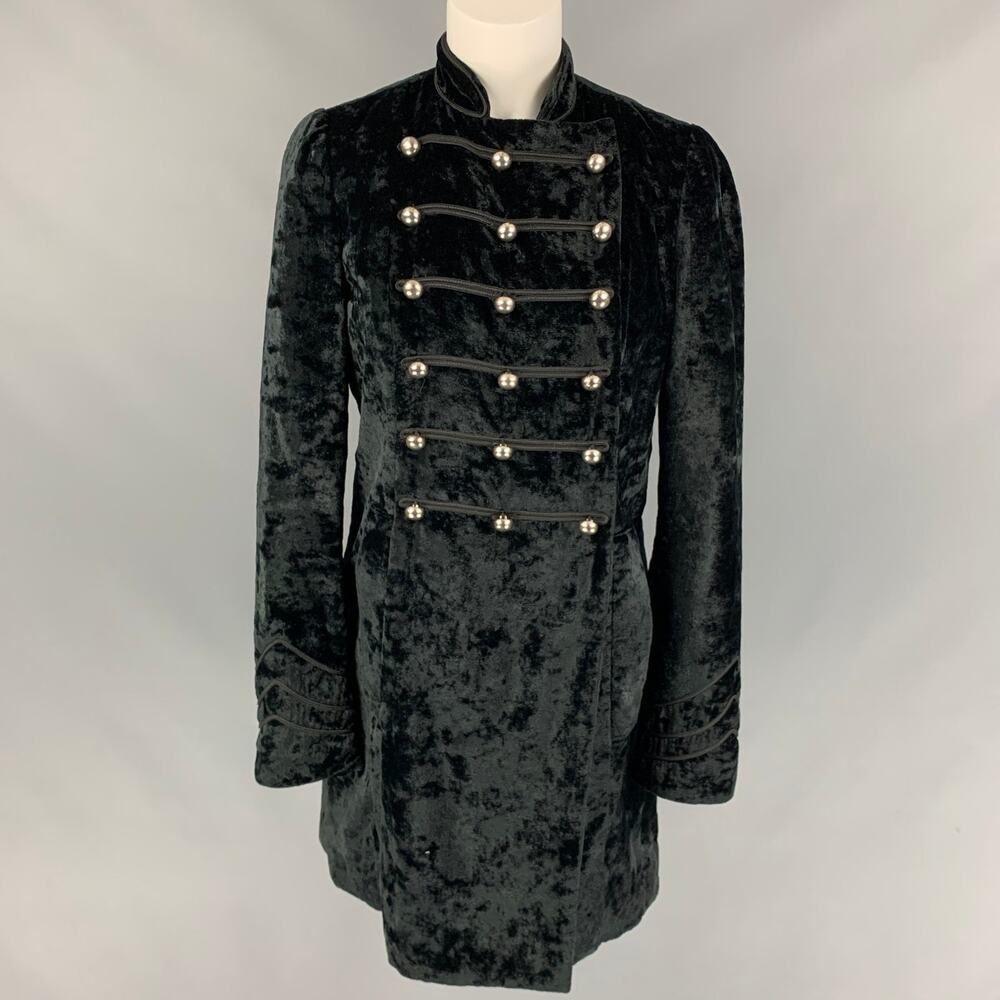 MARC by MARC JACOBS Size M Black Velvet Rayon / Polyester Double Breasted Coat